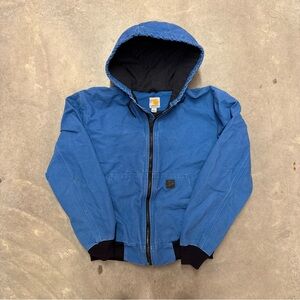 Carhartt Blue Hooded Jacket with Black Accents